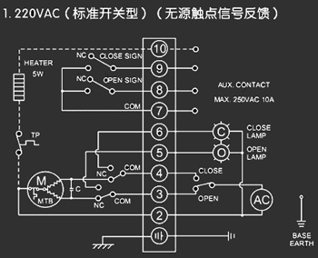 220VAC標準開關型<a href='http://www.fan-wear.com/Product/diefa/diandongdiefa/' target='_blank'>電動<a href='http://www.fan-wear.com/Product/diefa/' target='_blank'>蝶閥</a></a>接線圖