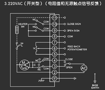 220VAC開關型<a href='http://www.fan-wear.com/Product/diefa/diandongdiefa/' target='_blank'>電動<a href='http://www.fan-wear.com/Product/diefa/' target='_blank'>蝶閥</a></a>接線圖