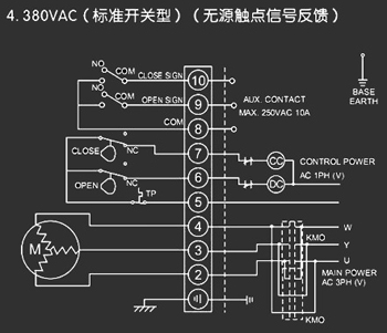 380VAC標準開關型<a href='http://www.fan-wear.com/Product/diefa/diandongdiefa/' target='_blank'>電動<a href='http://www.fan-wear.com/Product/diefa/' target='_blank'>蝶閥</a></a>接線圖